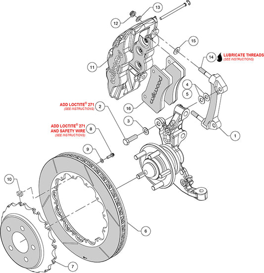 140-14482 - Wilwood Big Brake Kit - Front - 355x32mm Bi-Slotted - AERO6 Anodized