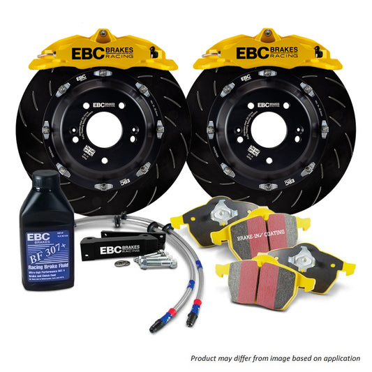 BBK009YEL-1 - EBC Big Brake Kit - Front - 330x28mm Curved Slotted - Apollo-4 Yellow