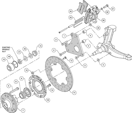140-14419-D - Wilwood Big Brake Kit - Front - 273x9mm Cross Drilled - Dynapro Lug Mount Anodized