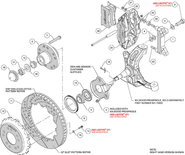 140-15950-D - Wilwood Big Brake Kit - Front - 355x32mm Curved Slotted & Cross Drilled - Superlite 6R Black