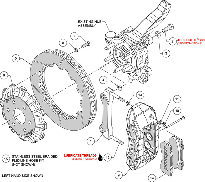 140-15886-R - Wilwood Big Brake Kit - Front - 394x35mm Bi-Slotted - TX6R Red