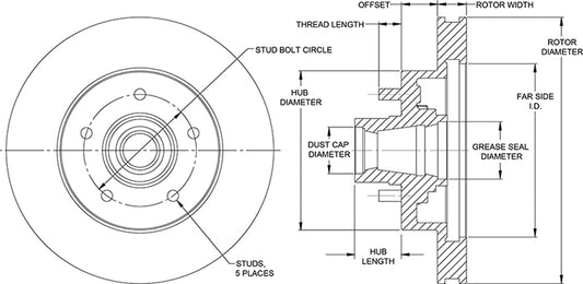 160-15132 - Wilwood HP Hub & Rotor - 280x25mm Plain Left/Right