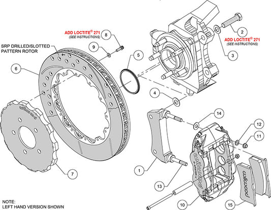 140-14680-D - Wilwood Big Brake Kit - Front - 327x32mm Curved Slotted & Cross Drilled - Superlite 6R Black