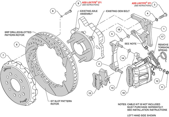 140-10159-DR - Wilwood Big Brake Kit - Rear - 327x25mm Curved Slotted & Cross Drilled - CPB Red