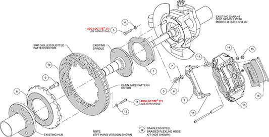 140-13305-DR - Wilwood Big Brake Kit - Front - 327x32mm Curved Slotted & Cross Drilled - Superlite 6R Red