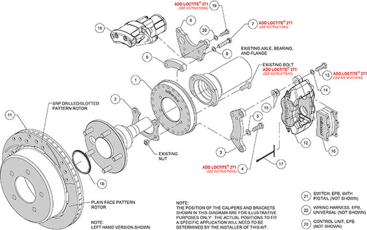 140-16126-DR - Wilwood Big Brake Kit - Rear - 309x20mm Curved Slotted & Cross Drilled - Dynalite Internal Red