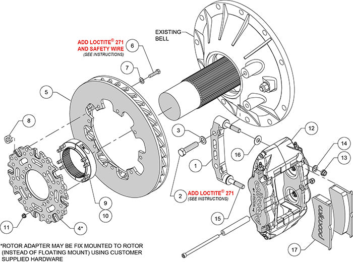140-15815 - Wilwood Big Brake Kit - Rear - 309x32mm Plain - Forged Superlite 4 Radial Mount Anodized