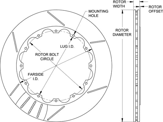160-12887 - Wilwood GT Rotors - 355x19mm Bi-Slotted Left/Right