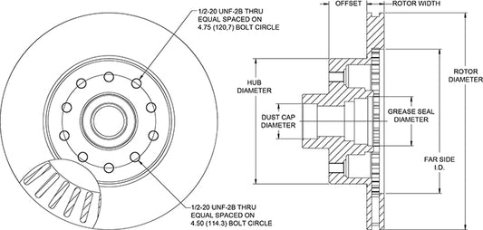 160-14269 - Wilwood HP Hub & Rotor - 280x22mm Plain Left/Right
