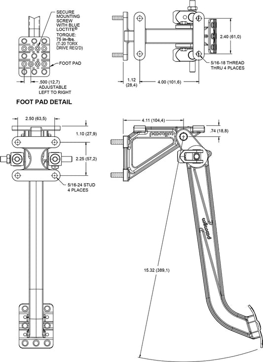 340-15677 - Wilwood Dual M/C Pedal Assembly
