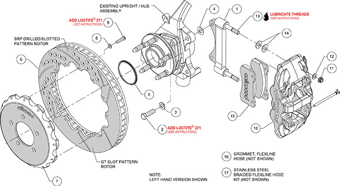 140-12929-R - Wilwood Big Brake Kit - Front - 362x32mm Bi-Slotted - AERO6 Red