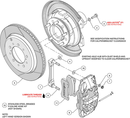 140-16047 - Wilwood Big Brake Kit - Rear - 368x28mm Bi-Slotted - AERO4-DS Black