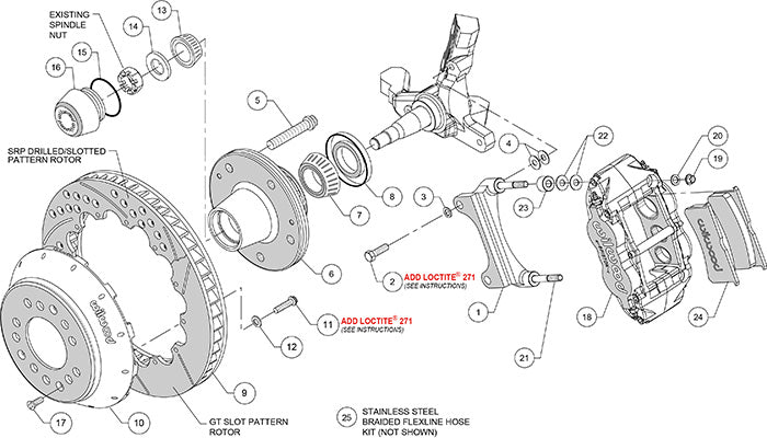 140-15279-D - Wilwood Big Brake Kit - Front - 355x28mm Curved Slotted & Cross Drilled - Superlite 6R Black