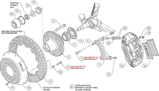 140-15279-D - Wilwood Big Brake Kit - Front - 355x28mm Curved Slotted & Cross Drilled - Superlite 6R Black