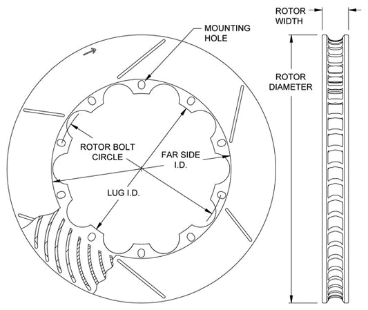 160-7138 - Wilwood GT Rotors Spec 37 - 328x32mm Bi-Slotted Left