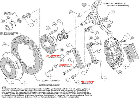 140-9804-DP - Wilwood Big Brake Kit - Front - 355x28mm Curved Slotted & Cross Drilled - Superlite 6R Polished