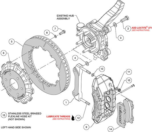 140-15887 - Wilwood Big Brake Kit - Front - 394x35mm Bi-Slotted - TX6R Black