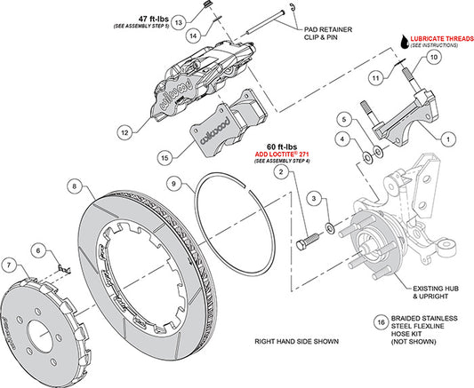 140-16859 Wilwood Big Brake Kit - Front - 355x32mm Bi-Slotted - AERO6 Anodized