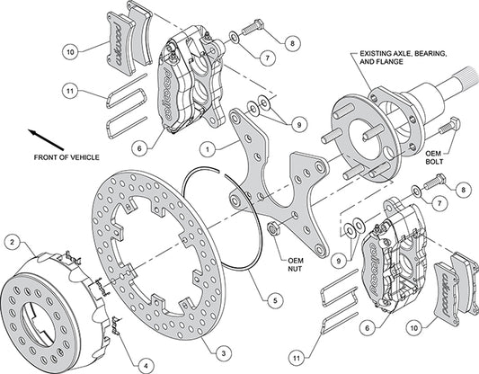 140-12553-D - Wilwood Big Brake Kit - Rear - 291x9mm Cross Drilled - Dynapro Lug Mount Anodized