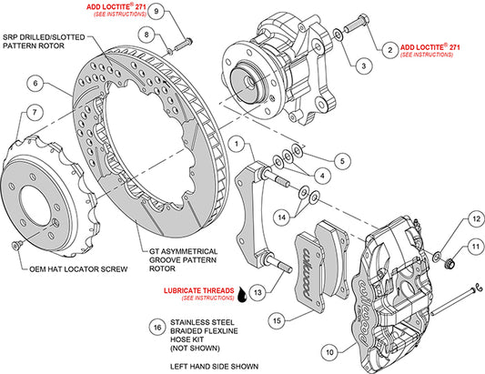 140-13919-R - Wilwood Big Brake Kit - Front - 381x32mm Bi-Slotted - AERO6 Red