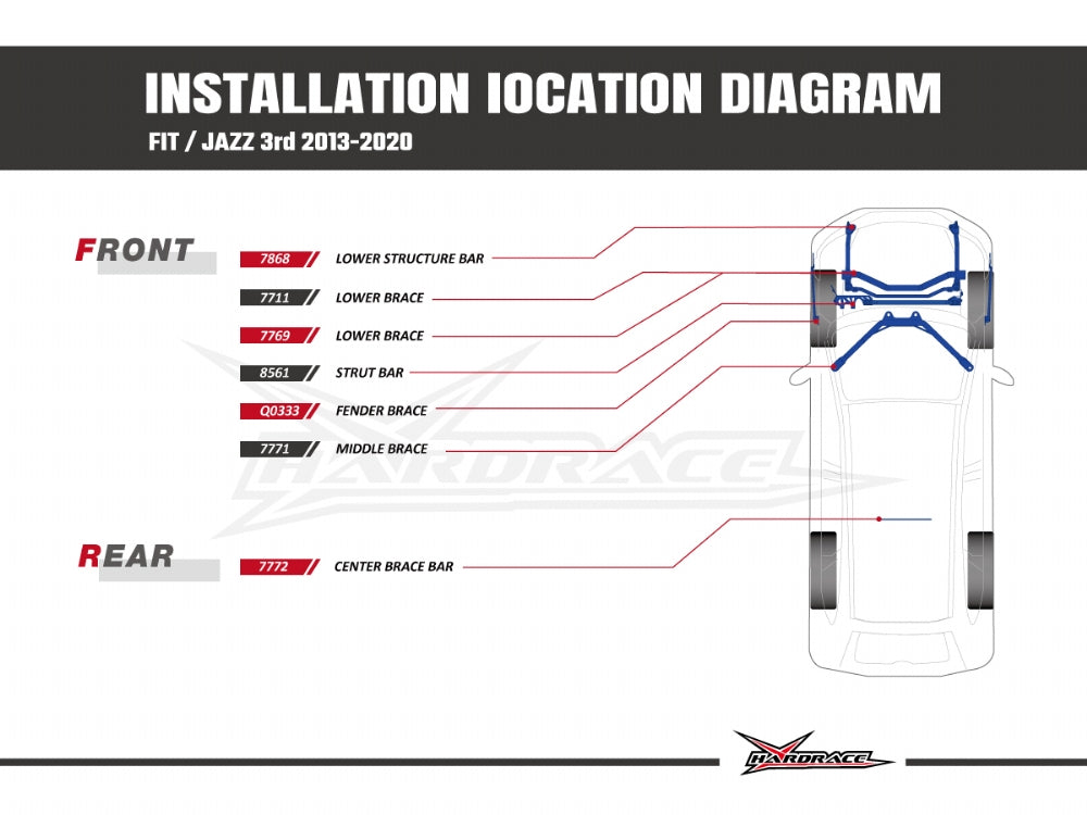 Rear Center Brace Bar Honda Fit