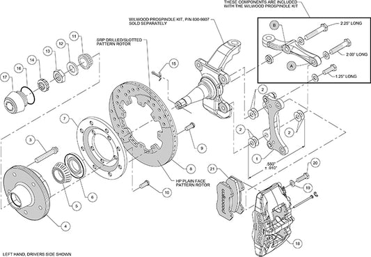 140-14533-D - Wilwood Big Brake Kit - Front - 309x20mm Curved Slotted & Cross Drilled - Dynapro 6 Black