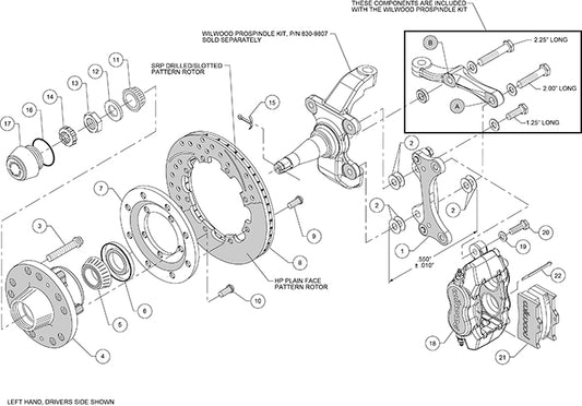 140-9918-R - Wilwood Big Brake Kit - Front - 309x20mm Plain - Dynalite Internal Red