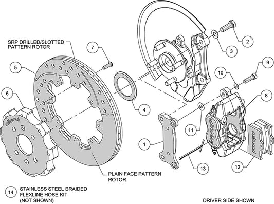 140-14233 - Wilwood Big Brake Kit - Front - 309x20mm Plain - Dynalite Internal Black