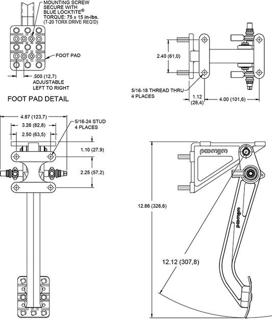 340-15079 - Wilwood Dual M/C Pedal Assembly