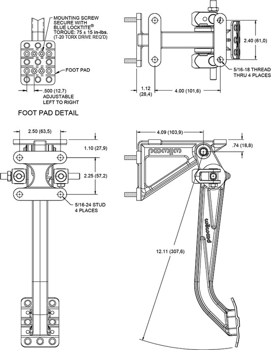 340-13832 - Wilwood Dual M/C Pedal Assembly