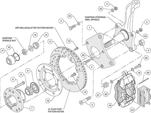 140-9828-R - Wilwood Big Brake Kit - Front - 309x20mm Plain - Dynalite Internal Red