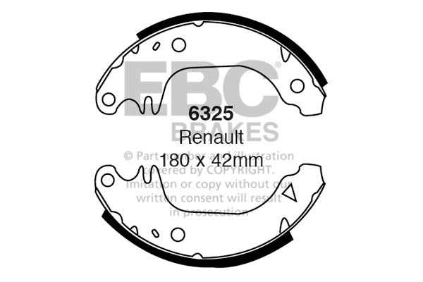 6325 - EBC Brake Shoes; Rear