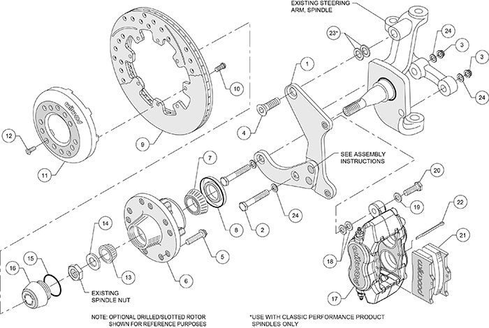 140-7676-DP - Wilwood Big Brake Kit - Front - 309x20mm Curved Slotted & Cross Drilled - Dynalite Internal Polished
