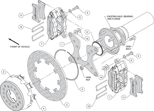 140-12552-D - Wilwood Big Brake Kit - Rear - 291x9mm Cross Drilled - Dynapro Lug Mount Anodized