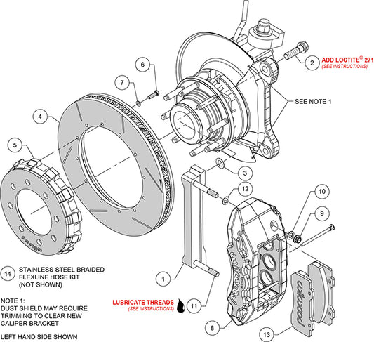 140-14558-C - Wilwood Big Brake Kit - Front - 381x38mm Bi-Slotted - TX6R Anodized