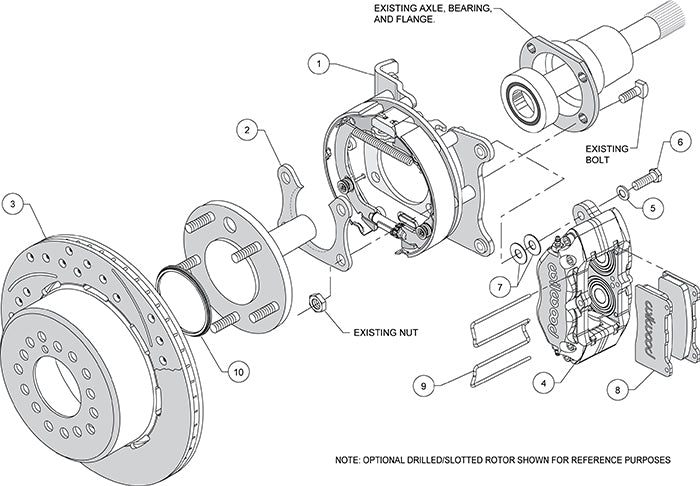 140-13207-DR - Wilwood Big Brake Kit - Rear - 309x20mm Curved Slotted & Cross Drilled - Dynapro Dust-Boot Red