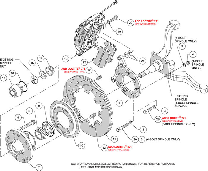 140-12947-D - Wilwood Big Brake Kit - Front - 309x20mm Curved Slotted & Cross Drilled - Dynapro 6 Black