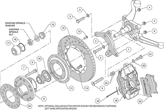 140-11022-DR - Wilwood Big Brake Kit - Front - 280x20mm Curved Slotted & Cross Drilled - Dynalite Internal Red