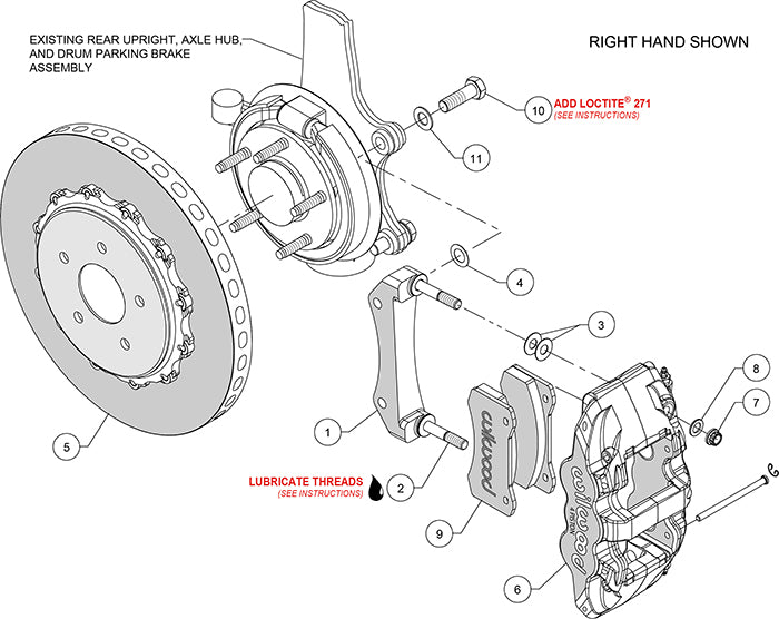 140-13161-CSICR - Wilwood Big Brake Kit - Rear - 355x28mm Plain - AERO4 Red