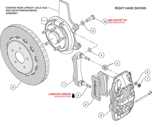 140-13161-CSICR - Wilwood Big Brake Kit - Rear - 355x28mm Plain - AERO4 Red