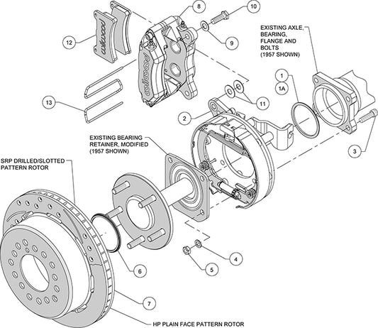 140-11405-D - Wilwood Big Brake Kit - Rear - 280x20mm Curved Slotted & Cross Drilled - Dynapro Low Profile Black