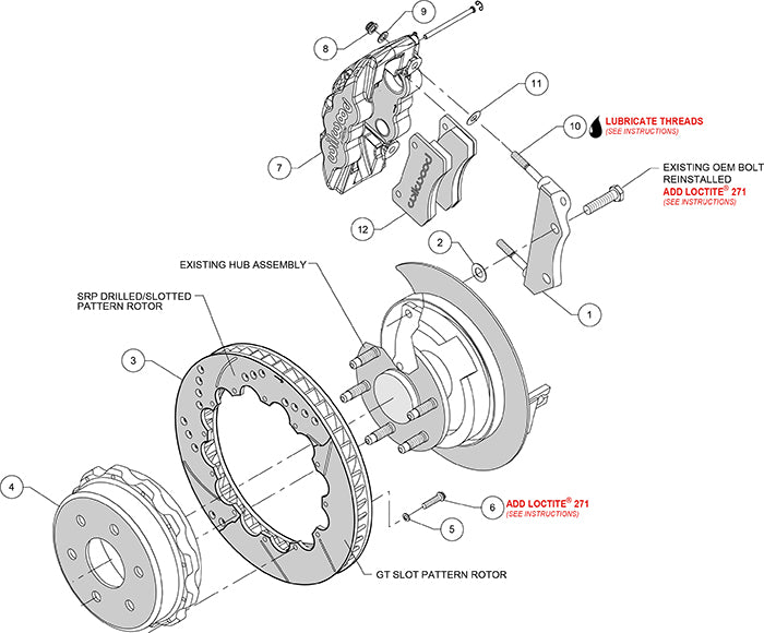 140-9838-D - Wilwood Big Brake Kit - Rear - 362x32mm Curved Slotted & Cross Drilled - AERO4 Black
