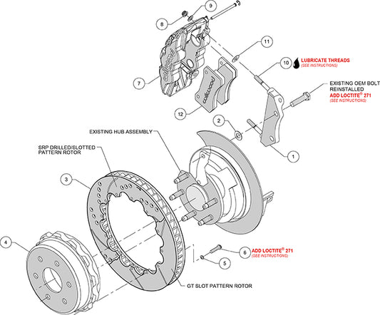 140-9838-D - Wilwood Big Brake Kit - Rear - 362x32mm Curved Slotted & Cross Drilled - AERO4 Black