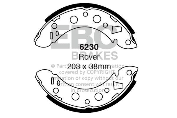 6230 - EBC Brake Shoes; Rear