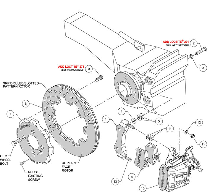 140-10885-DR - Wilwood Big Brake Kit - Rear - 298x20mm Curved Slotted & Cross Drilled - CPB Red