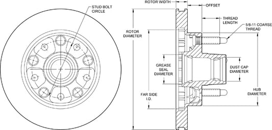 160-9239LS - Wilwood Modified Hub & Rotor - 266x25mm Plain Left/Right