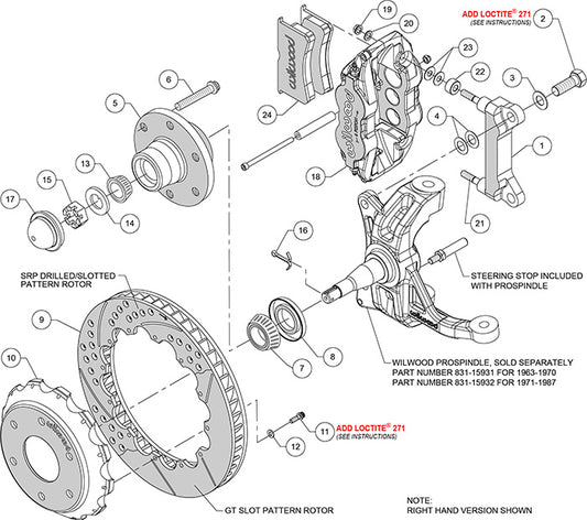 140-15946-D - Wilwood Big Brake Kit - Front - 355x32mm Curved Slotted & Cross Drilled - Superlite 6R Black