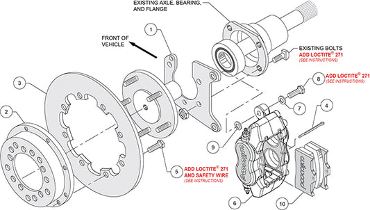 140-0262-BD - Wilwood Big Brake Kit - Rear - 291x9mm Cross Drilled - Dynalite Anodized