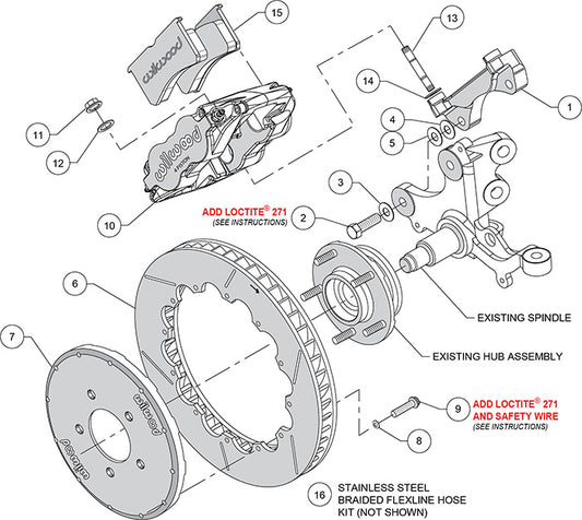 140-14113 - Wilwood Big Brake Kit - Front - 327x32mm Bi-Slotted - Forged Superlite 6R Anodized