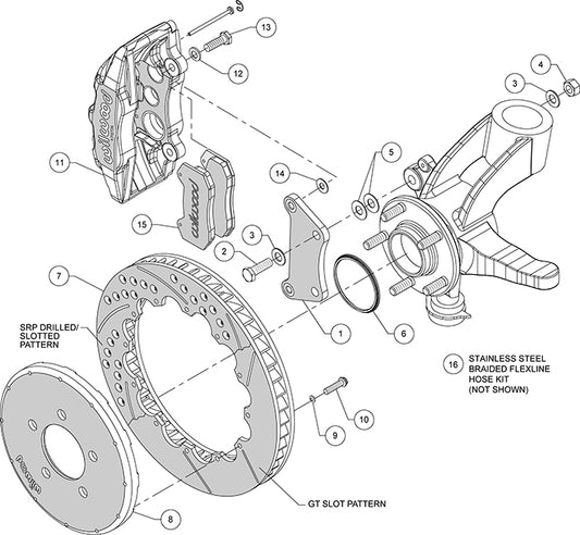 140-13581 - Wilwood Big Brake Kit - Front - 327x28mm Bi-Slotted - Dynapro 6 Black